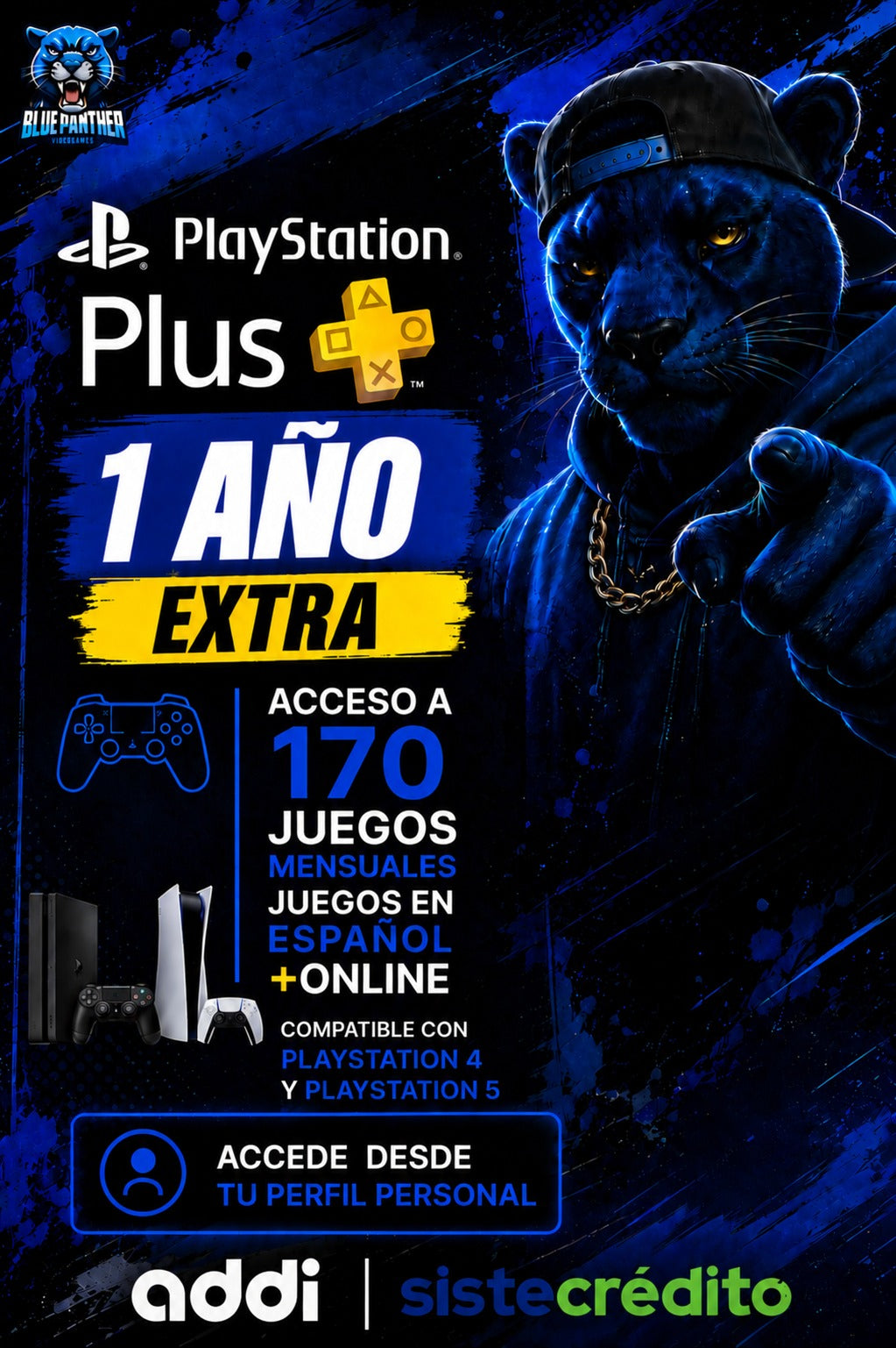 PlayStation Plus Extra 1 Año – 170 Juegos + Online para PS4 y PS5 español