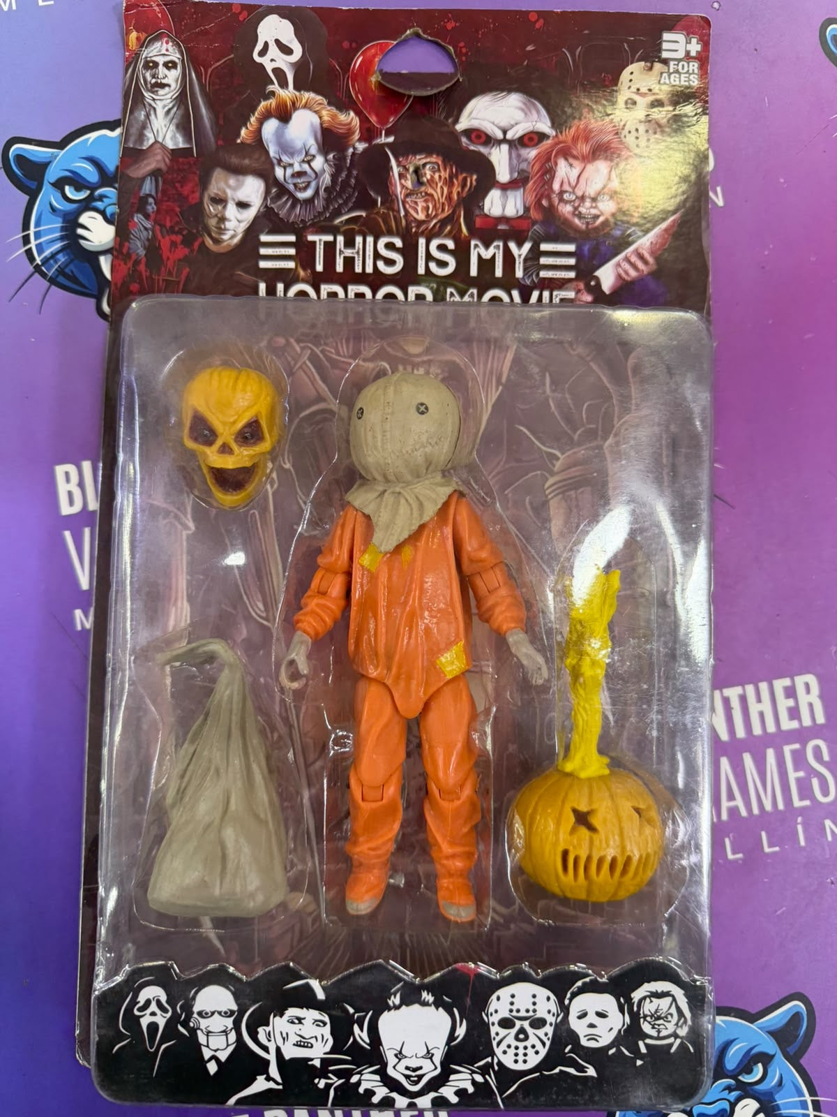 Figura de Terror – Sam de Trick ’r Treat con Accesorios | Coleccionable Halloween 🎃