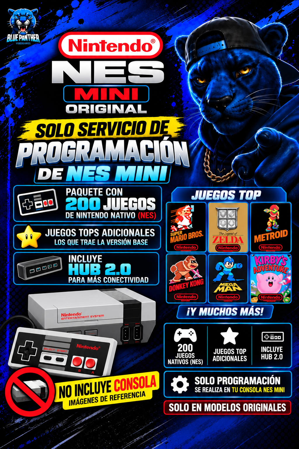 SERVICIO DE PROGRAMACIÓN NINTENDO NES MINI ORIGINAL | 200 JUEGOS | NO INCLUYE CONSOLA