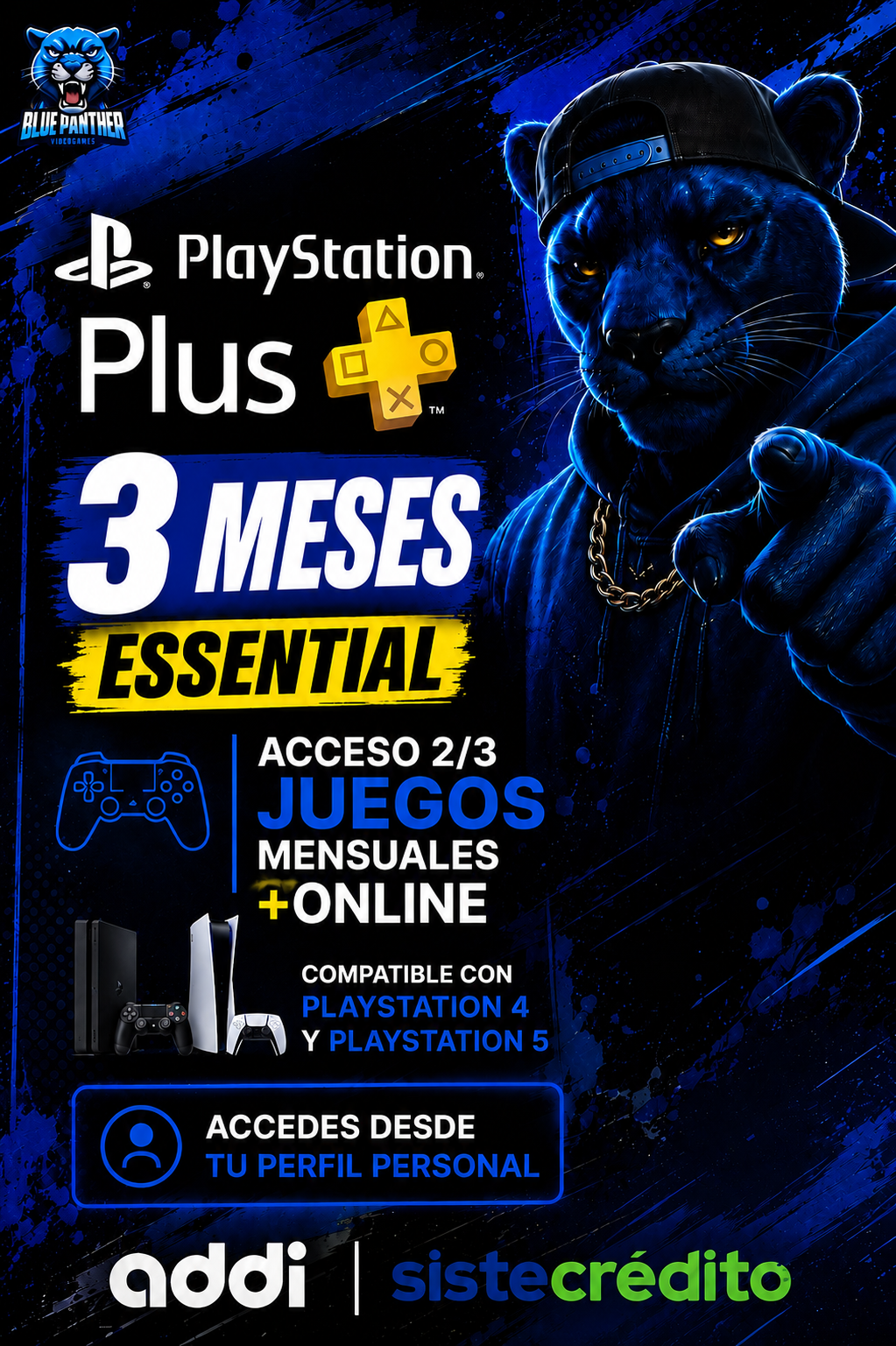 PlayStation Plus 3 Meses Essential Online PS4/PS5 Juegos Inglés