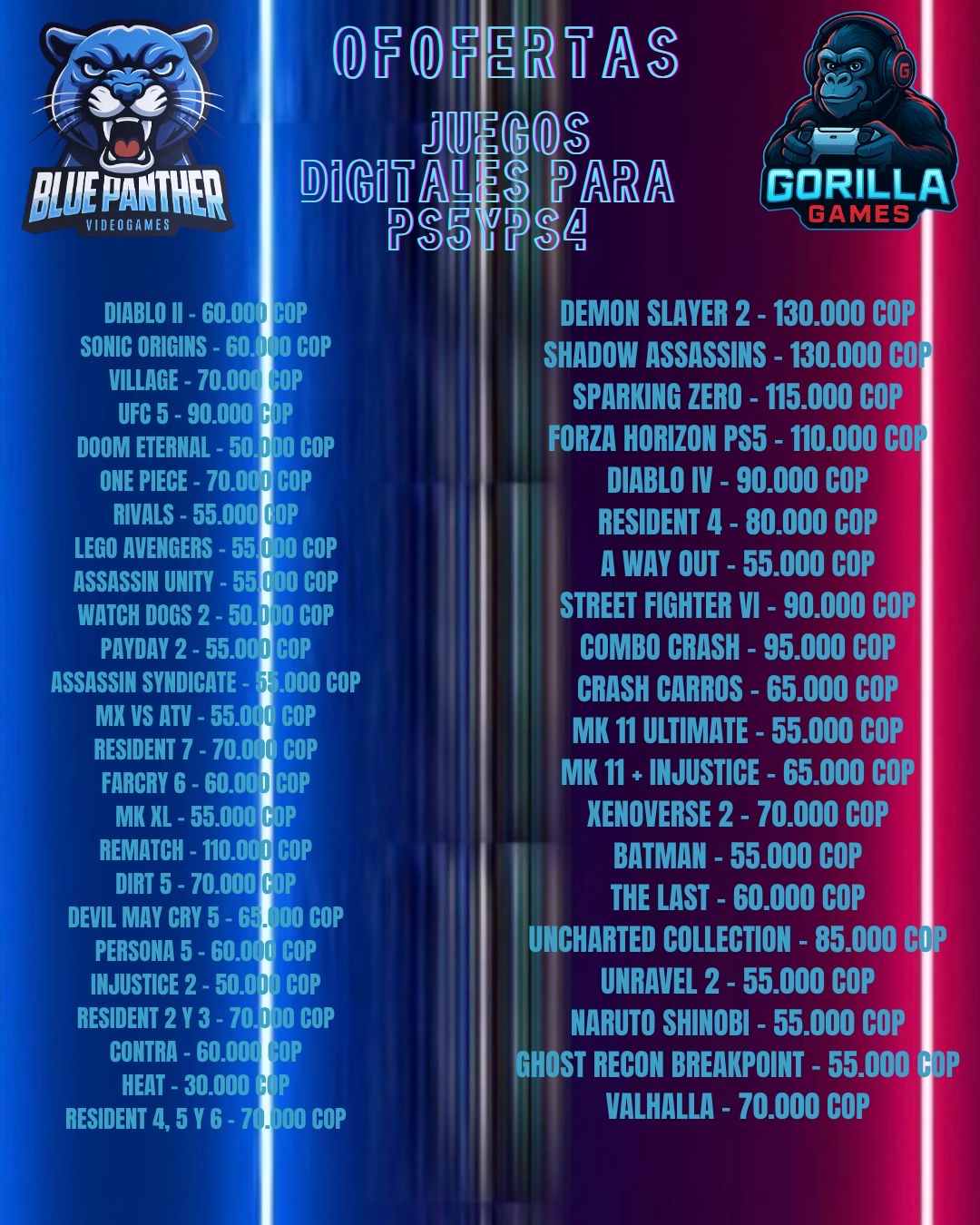 Juegos digitales PS4 - PS5 desde 50.000