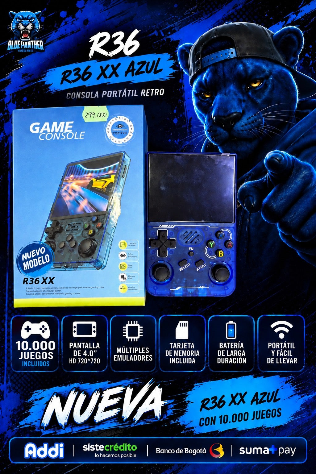 R36XX Azul Nueva + 10.000 Juegos