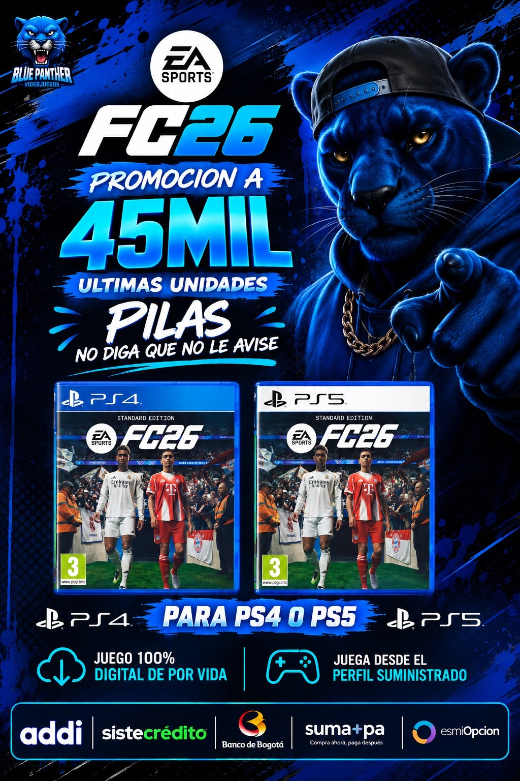 🔥 ¡PROMOCIÓN ESPECIAL FC 26! 🔥
Últimas unidades — $45.000 - Cuenta Secundaria PS4/PS5