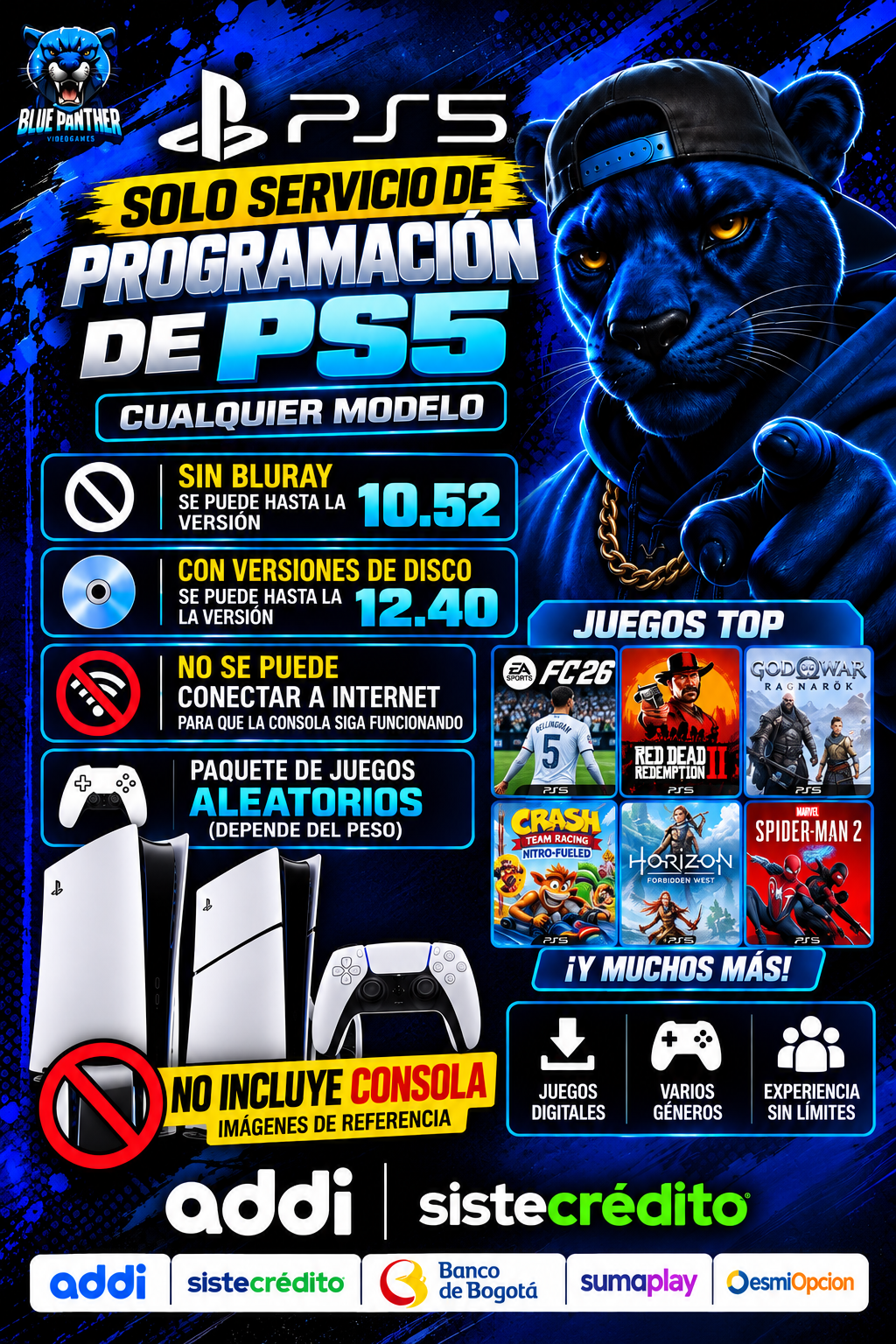 SERVICIO DE PROGRAMACIÓN PS5 | TODOS LOS MODELOS | VERSIONES HASTA 12.40 | NO INCLUYE CONSOLA