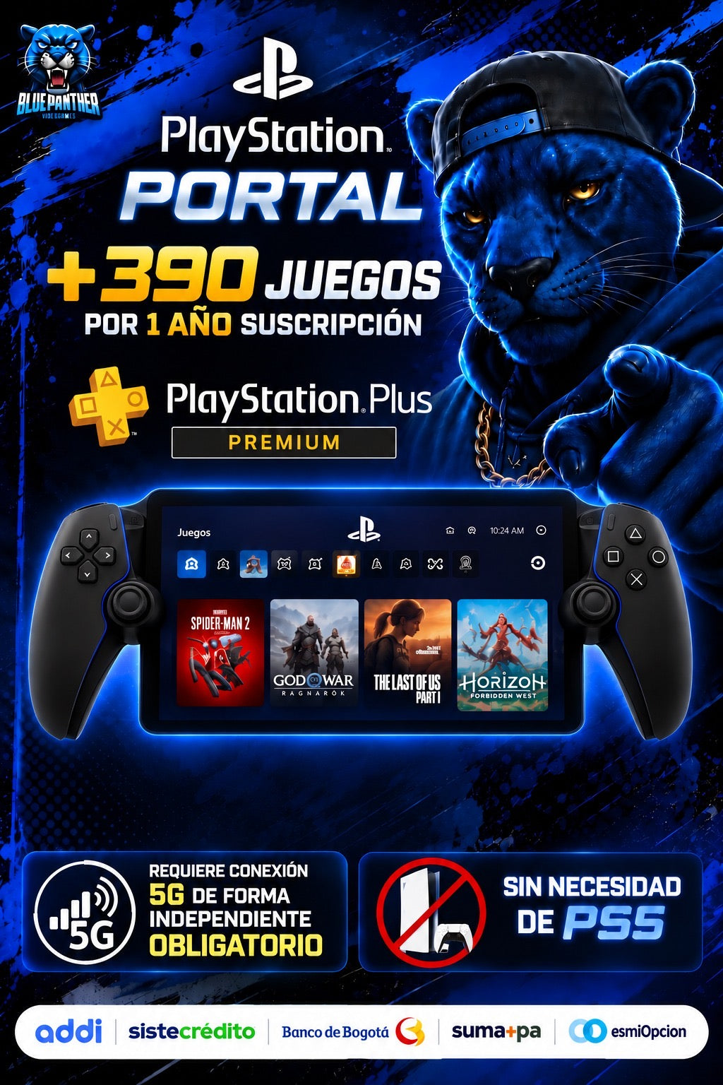 PlayStation Portal + 390 Juegos con PlayStation Plus Premium 1 Año usada