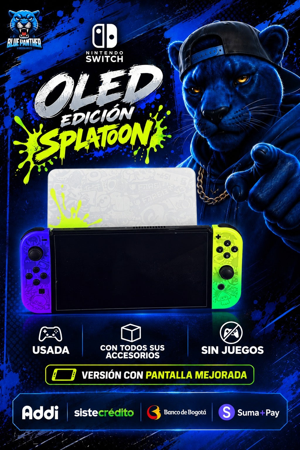 Nintendo Switch OLED Edición Splatoon sin juegos — Usada