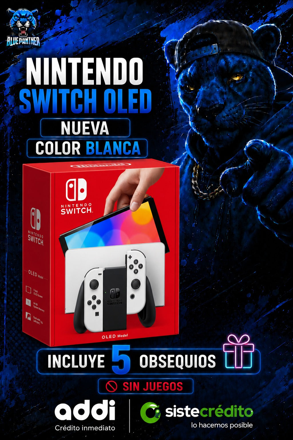 Nintendo Switch Oled Nueva Color Blanca ( Sin Juegos) con 5 obsequios