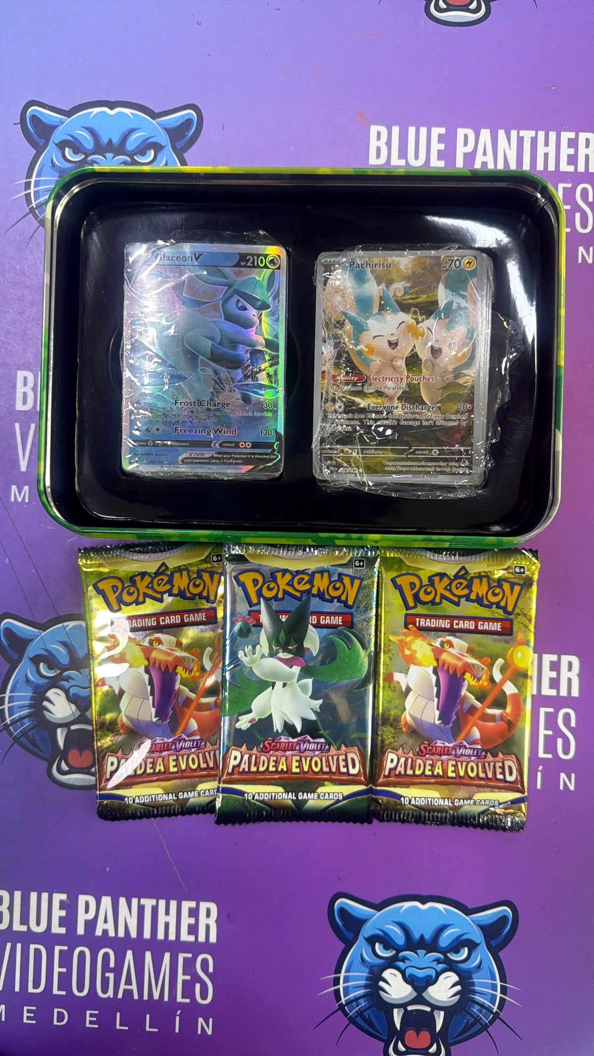 Pokemon Scarlet & Violet – Lata Metálica Coleccionable Luxray & Pikachu