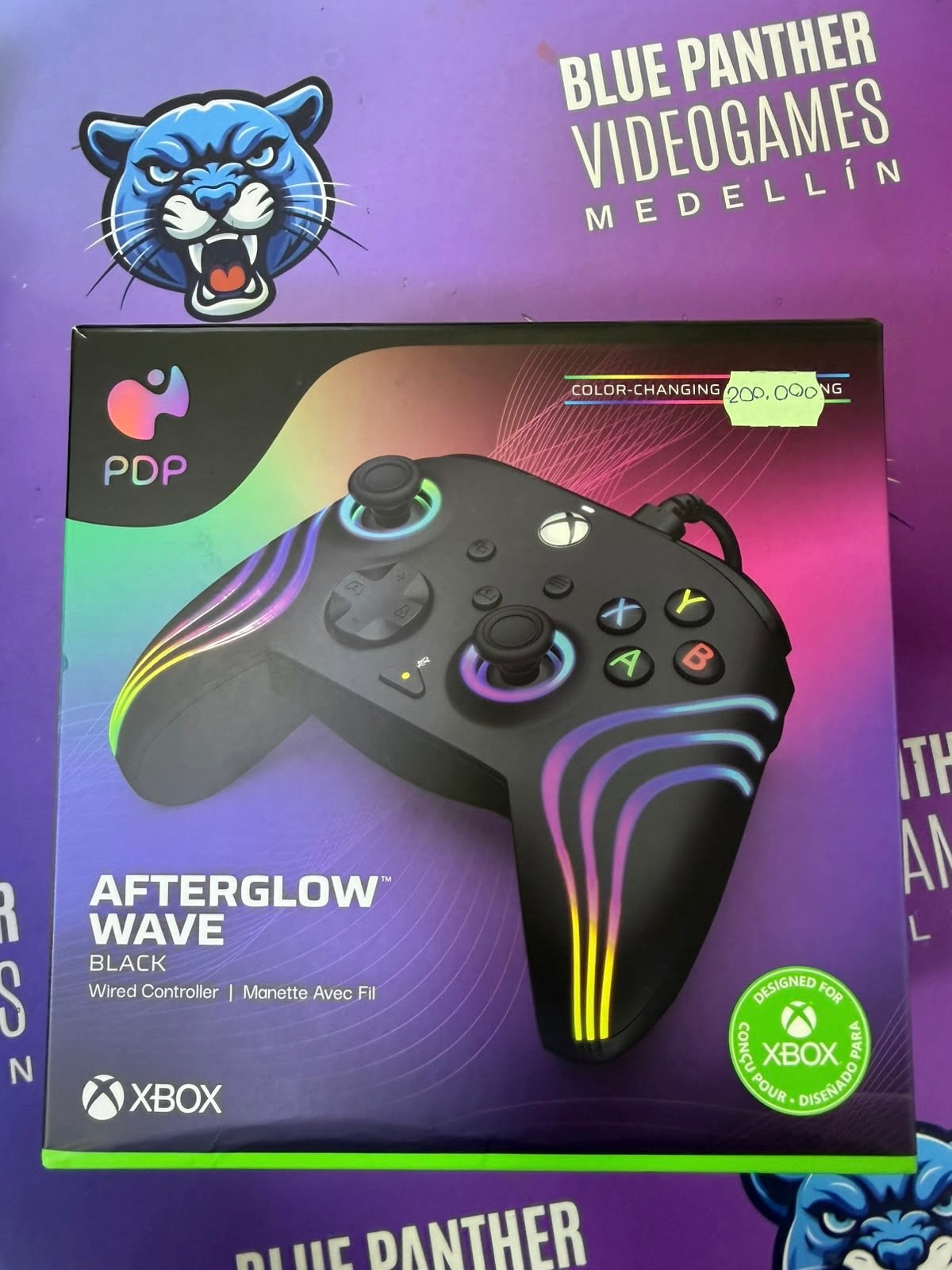 Control PDP Afterglow Wave para Xbox – Control Alámbrico RGB Negro