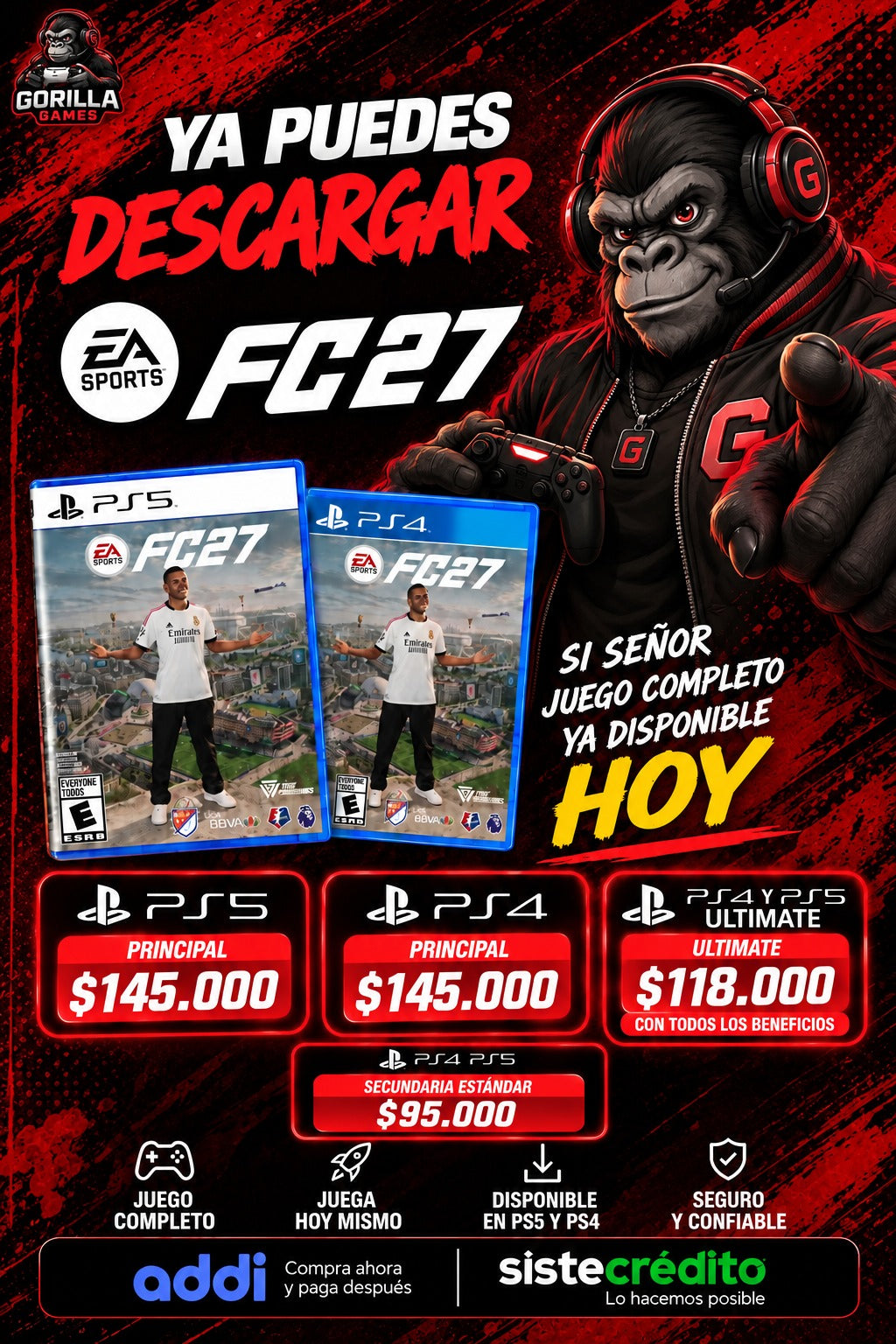EA SPORTS FC 27 – Acceso a partir del 24/09/26 11PM- PS5, PS4 ( información en descripción)
