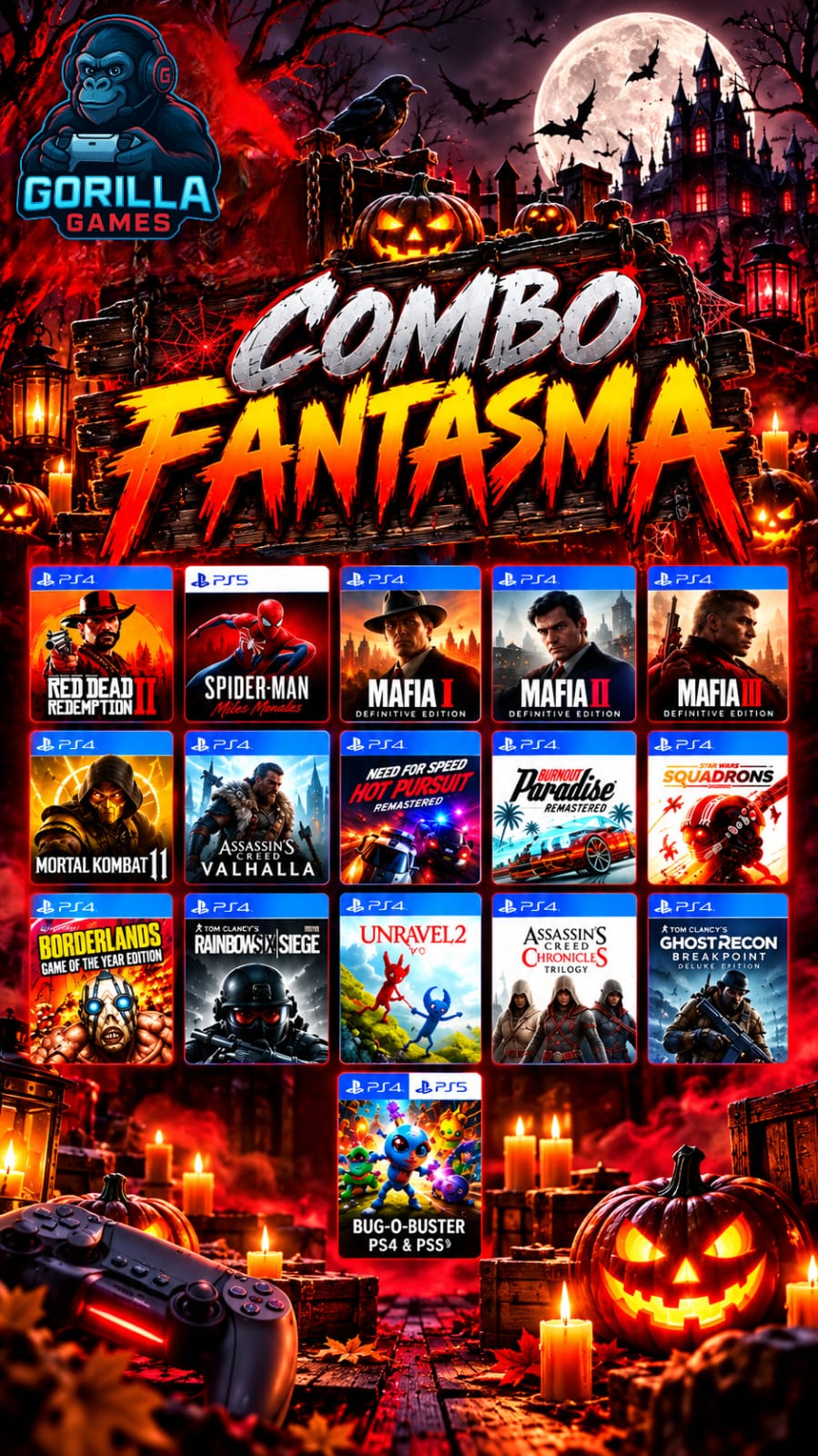 Combo Fantasma – 16 Juegos Digitales para PS4 y PS5