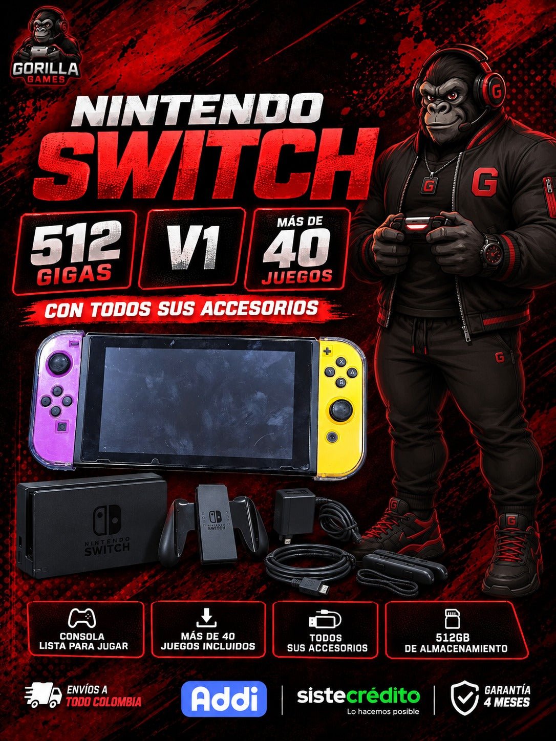 Nintendo Swicht V1/V2 Programada 512GB
