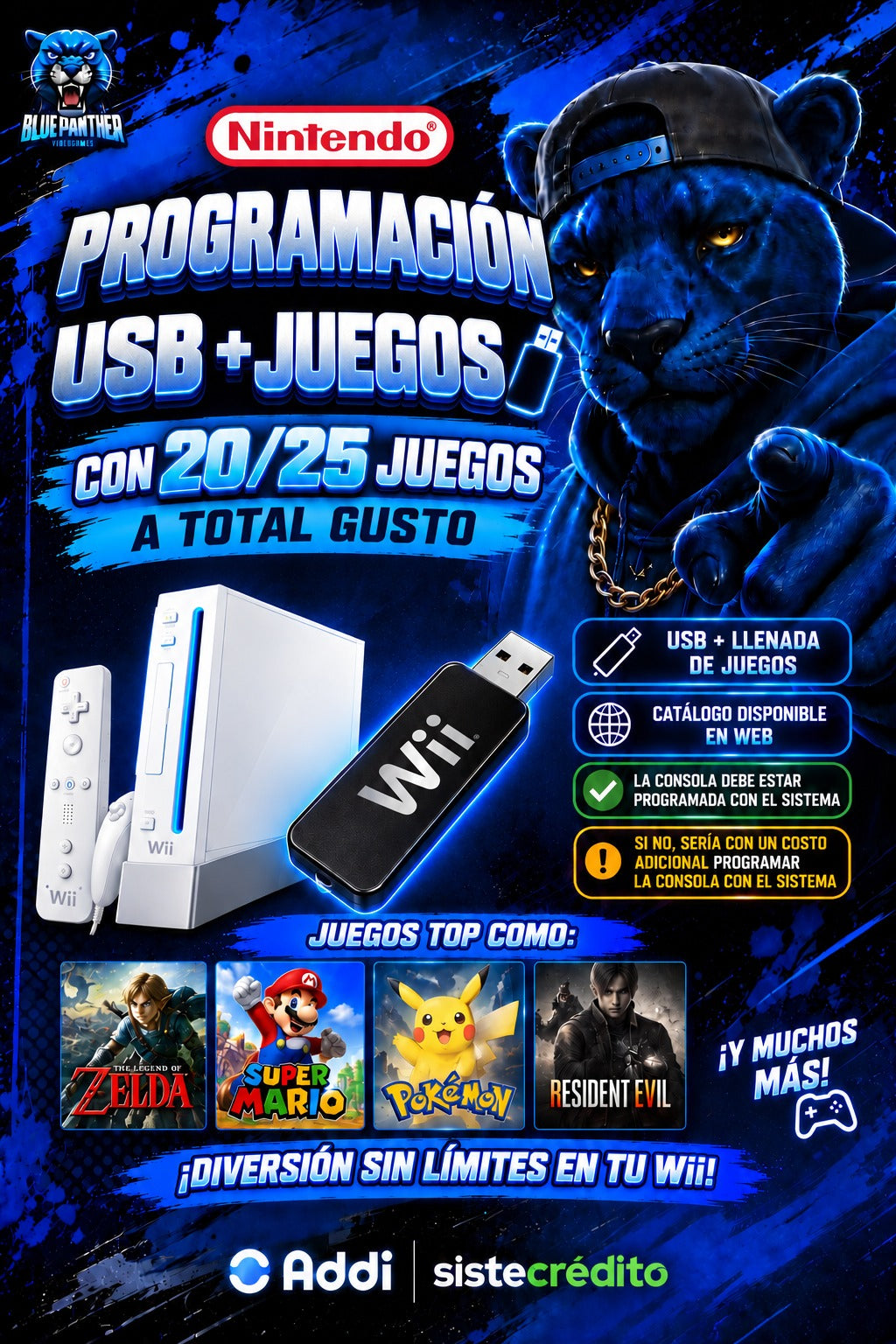 Programación USB para Nintendo Wii + 20 a 25 Juegos – Juegos a Total Gusto