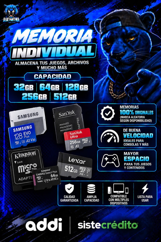 Memoria MicroSD para Consolas – 32GB, 64GB, 128GB, 256GB y 512GB ( valor variable según capacidad de la memoria )