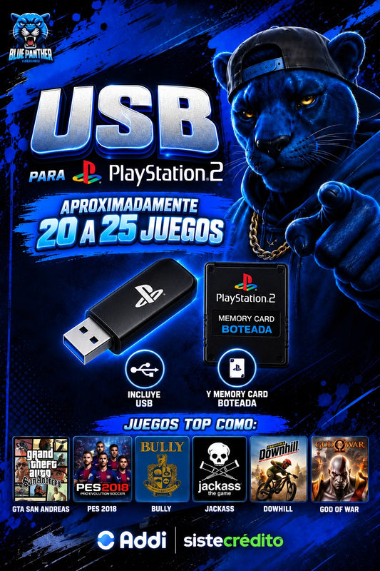 USB para PlayStation 2 con 20 a 25 Juegos + Memory Card Booteada