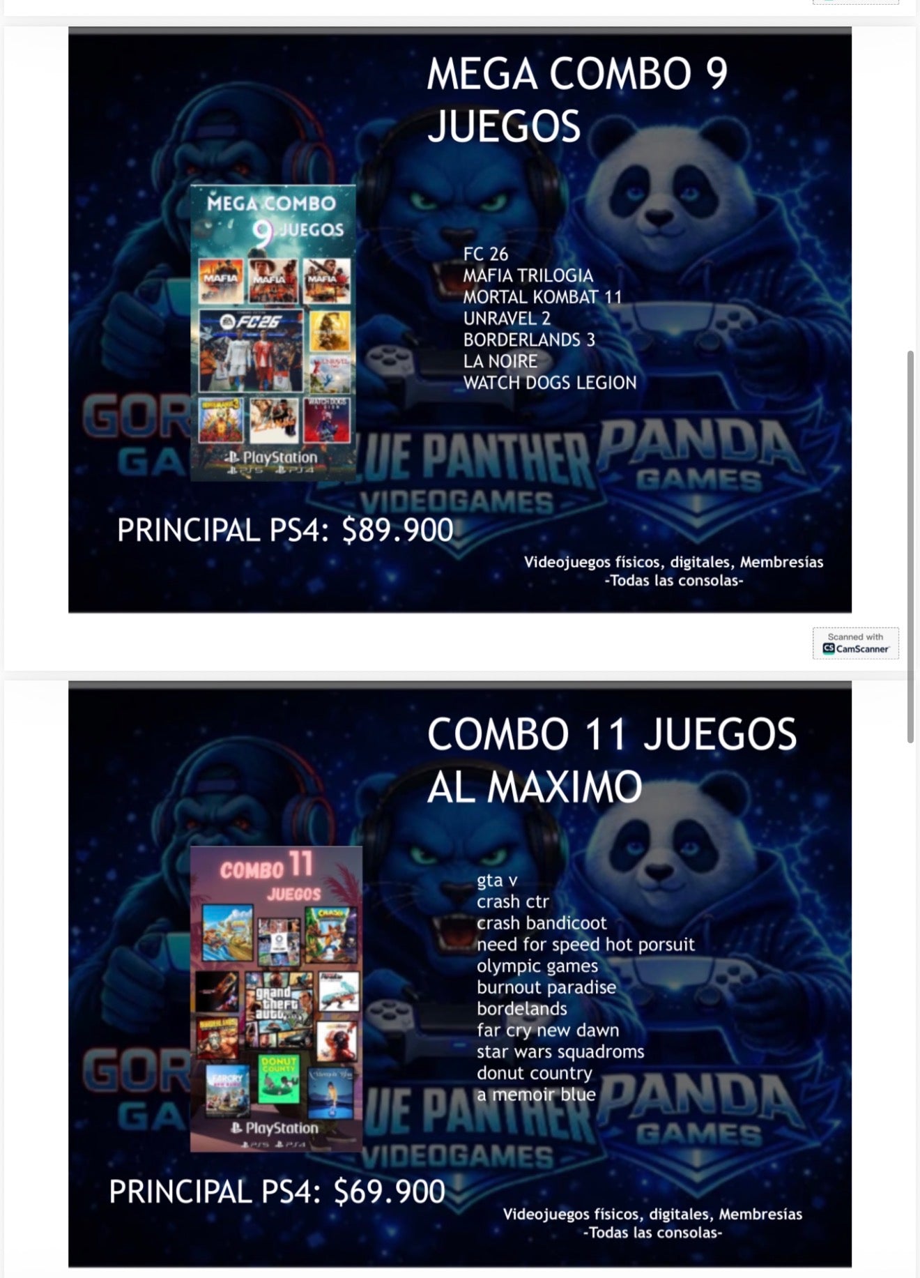 Combos Juegos  Digitales  ps4