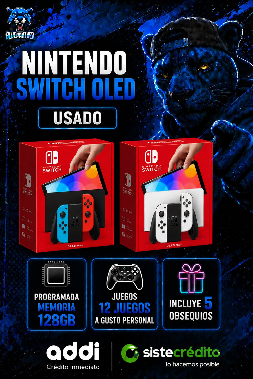 Nintendo Switch Oled Usada Programada con memoria de 128gb ( con juegos) y 5 obsequios
