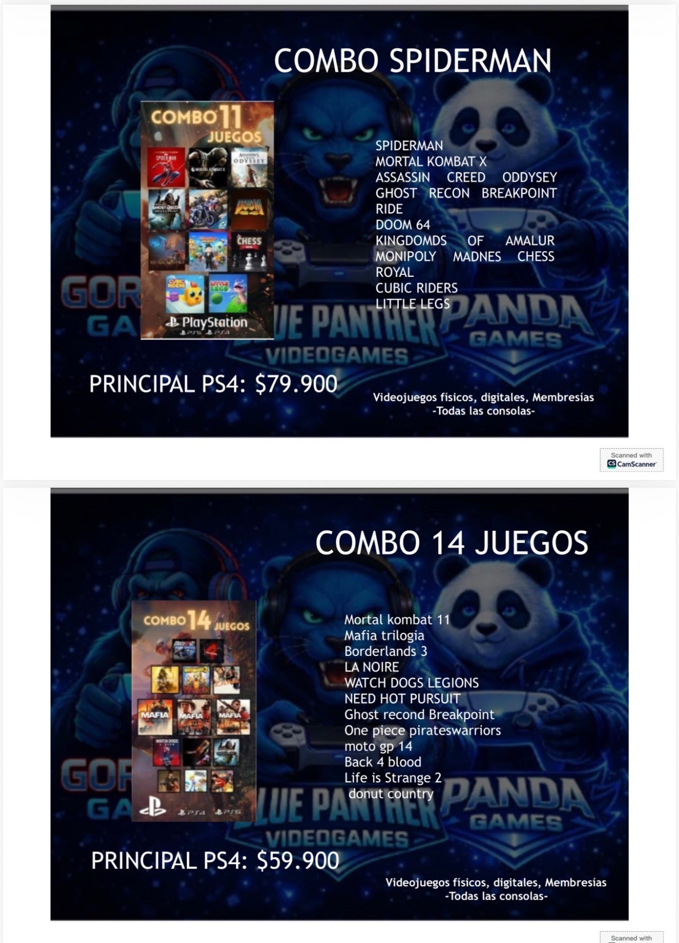 Combos Juegos  Digitales  ps4