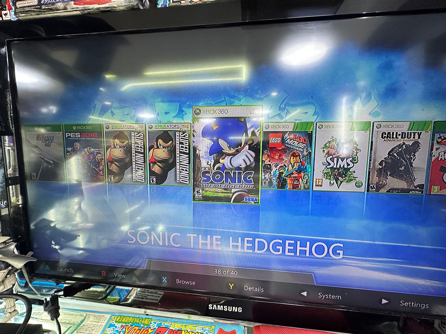 Xbox 360 parche 5 , control, cables, 40 juegos usada