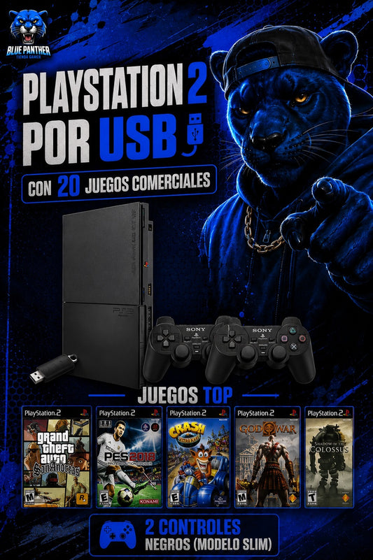 PlayStation 2 Slim Por Usb con 20 juegos  - Usada