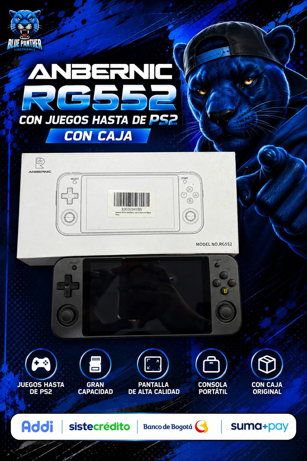 Anbernic rg 552 Sistema android Emula hasta ps2