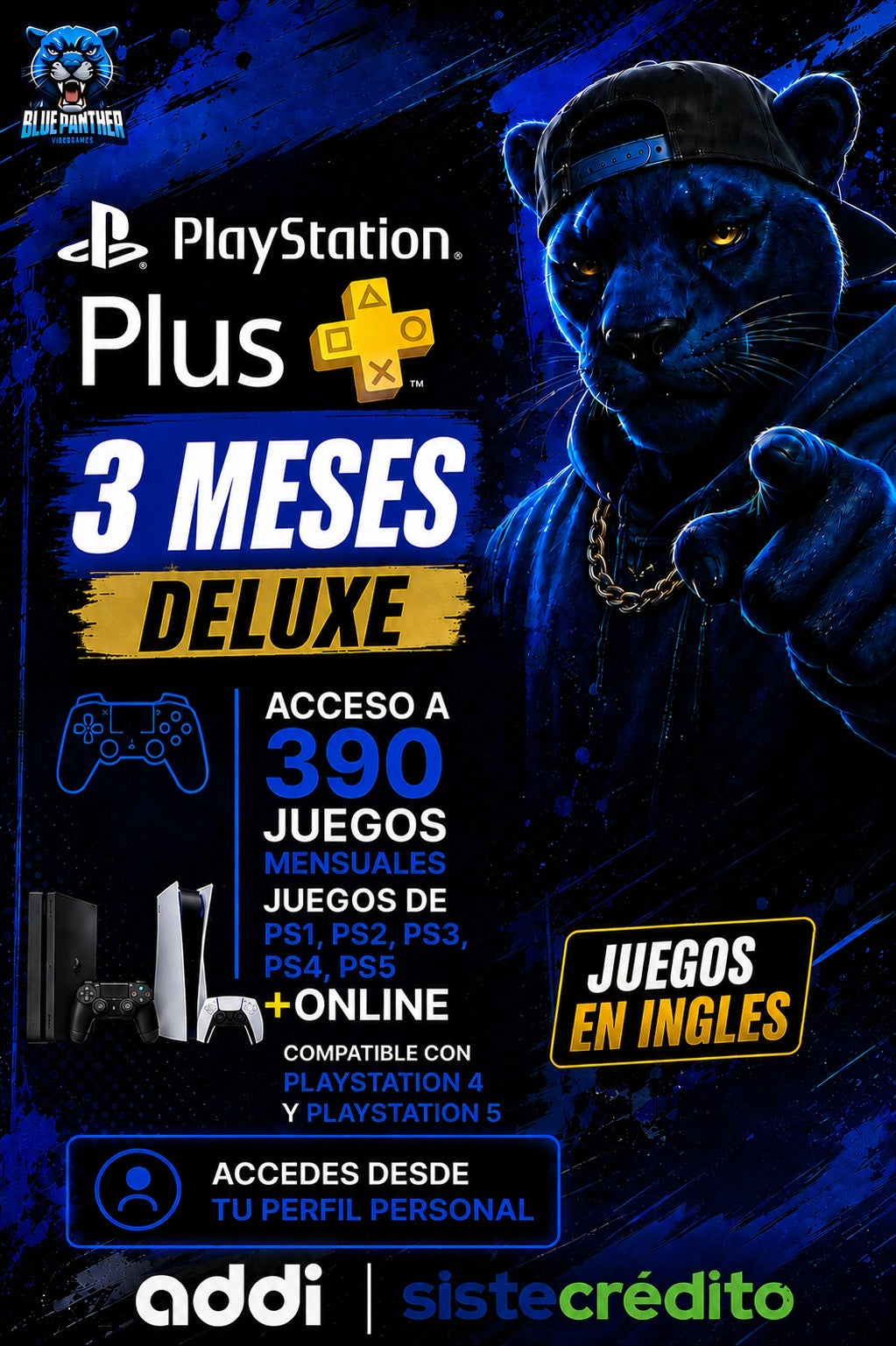 PlayStation Plus 3 Meses Deluxe – 390 Juegos + Online | PS4 y PS5 Juegos Inglés