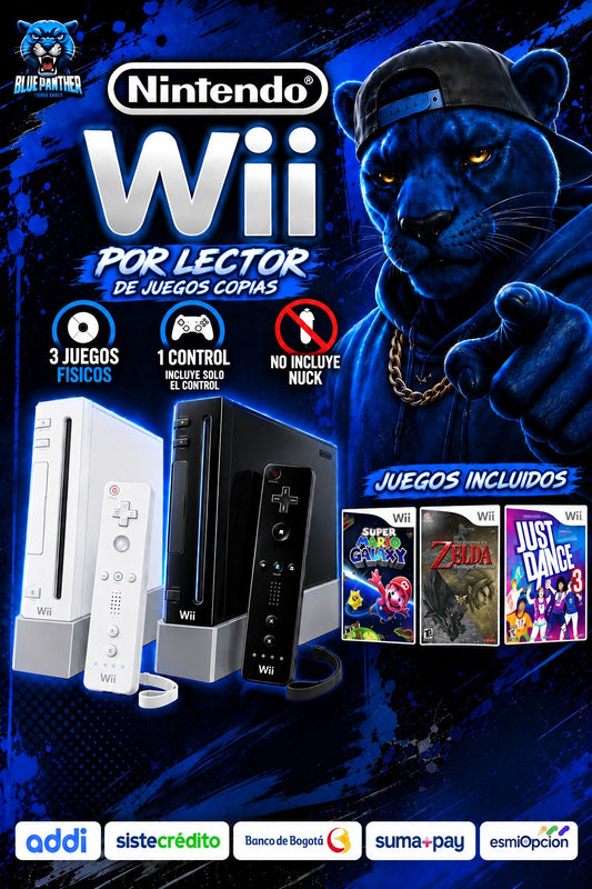 Nintendo Wii – Lector de Juegos Copias + 3 Juegos Físicos grabados en disco  + 1 Control