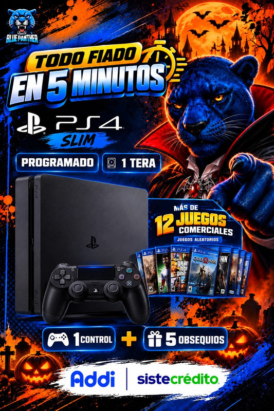PS4 Slim 1TB Programada con 12 Juegos + 5 Obsequios