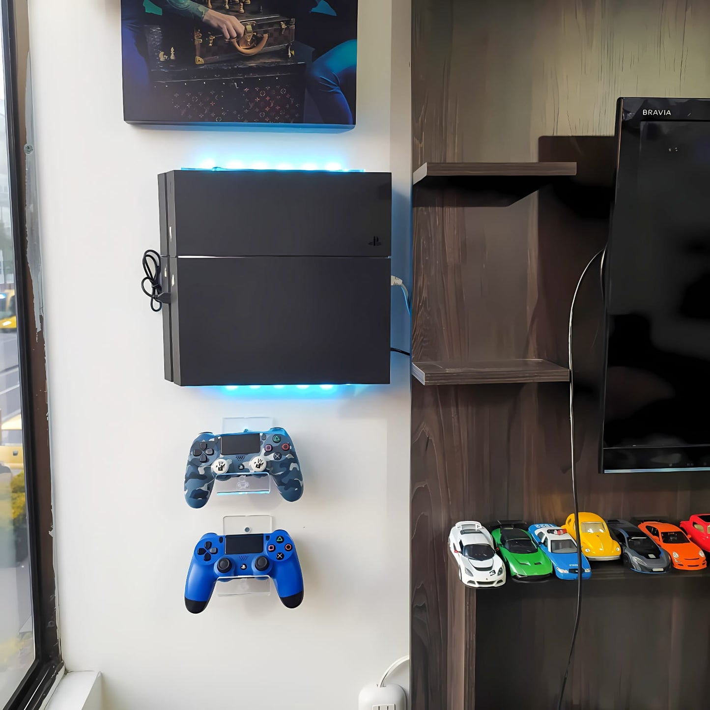 Soporte Pared PS4 +2 porta controles en acrílico