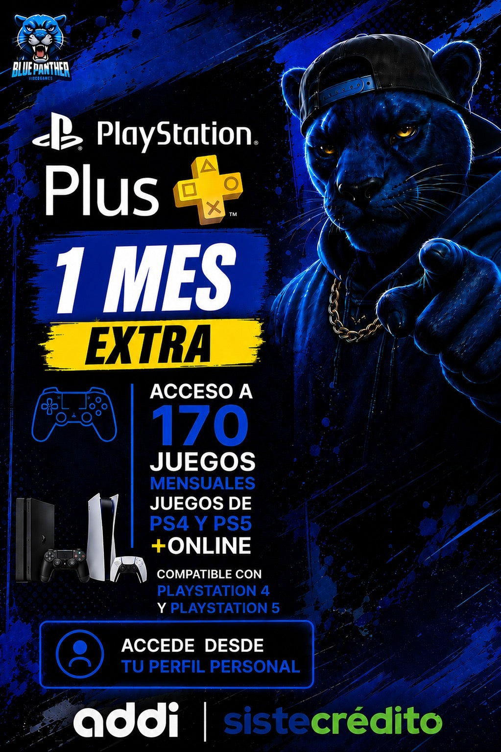PlayStation Plus 1 Mes Extra Online PS4/PS5 Juegos Inglés