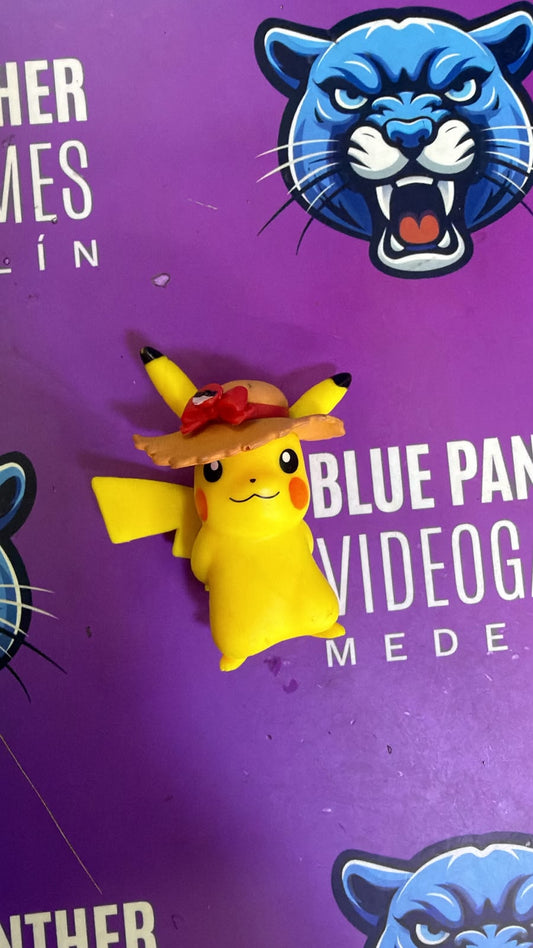 Pikachu sombrero de paja con moño rojo