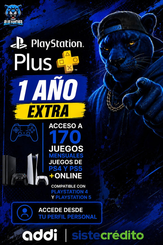 PlayStation Plus 1 Año Extra Online PS4/PS5 Juegos Inglés