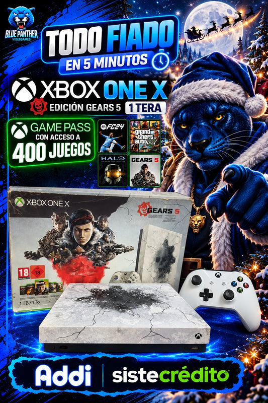 Xbox One X Edición Especial Gears 5 de 1TB Usada + 2 meses de Game Pass con 400 control blanco normal