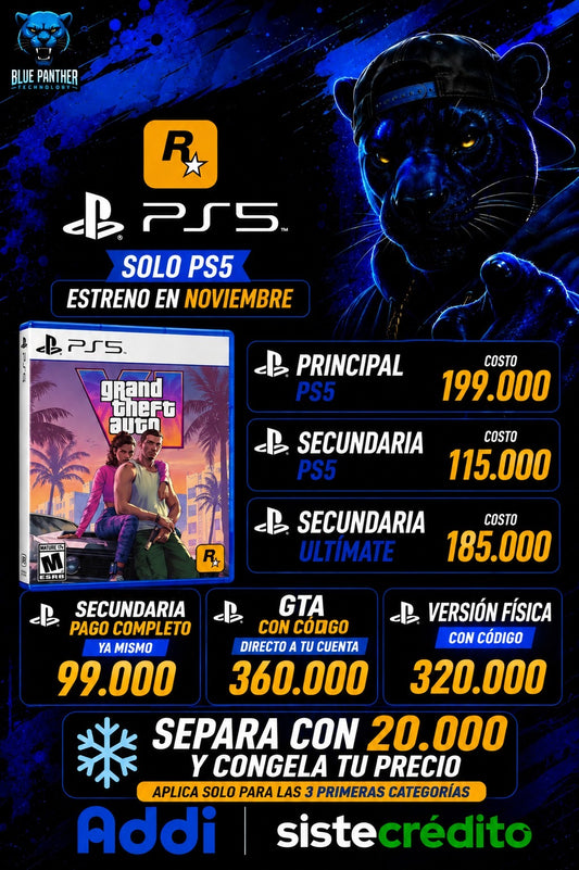 Reserva GTA VI - PS5 Estreno Noviembre