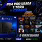 PS4 Pro Usada de 1TB + 1 Control + Combo Épico de 16 Juegos Digitales + 5 Obsequios