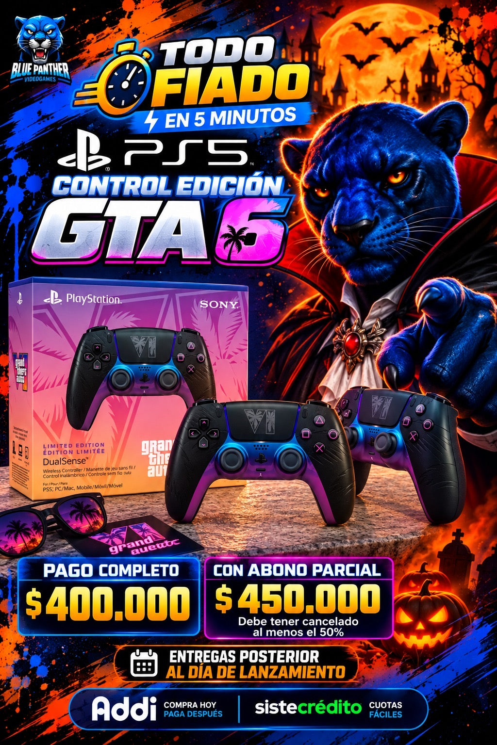 Reserva Control PS5 Edición GTA 6 Negro  – Entrega Posterior al Lanzamiento | Pago Completo o Abono del 50%
