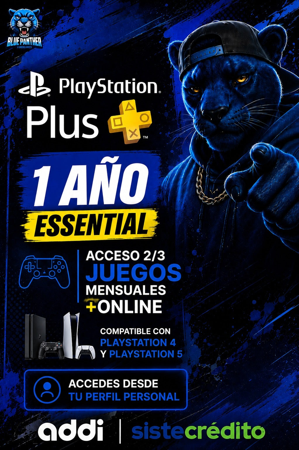 PlayStation Plus 1 Año Essential Online PS4/PS5 Juegos Inglés