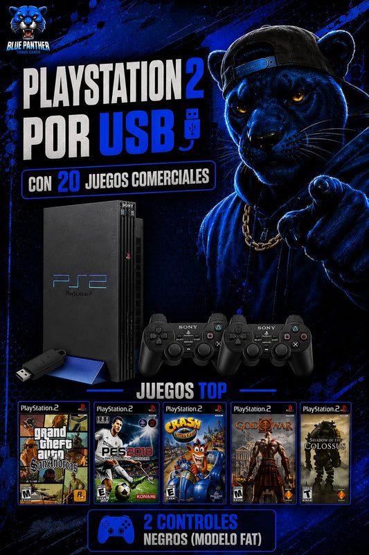 PlayStation 2 Fat Por Usb Con 20 Juegos Comerciales