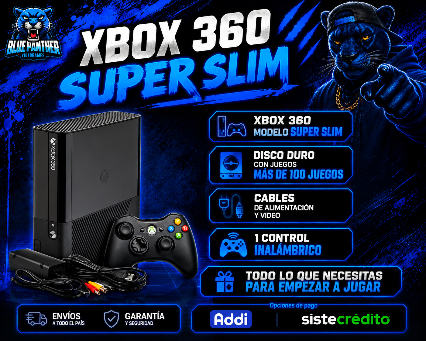 Xbox 360 Súper Slim con juegos - Usado