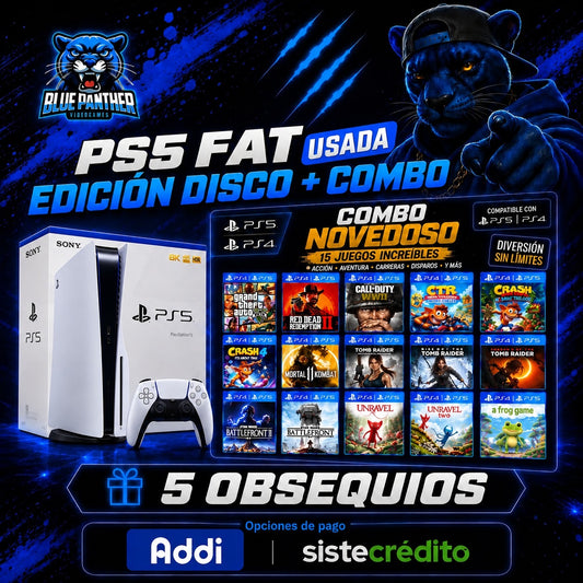 PS5 FAT Usada Edición Disco + 15 Juegos Digitales + 5 Obsequios