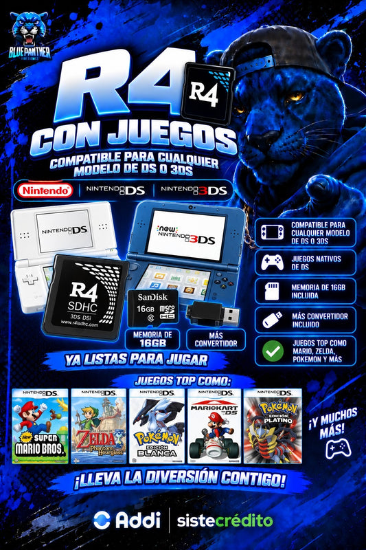 R4 para Nintendo DS y 3DS + 16GB + Juegos