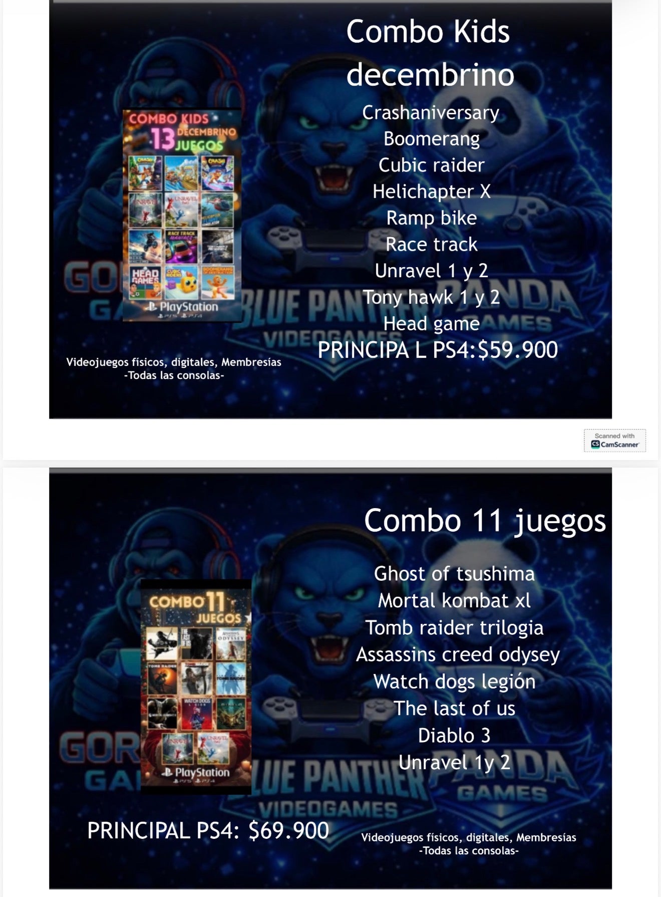 Combos Juegos  Digitales  ps4