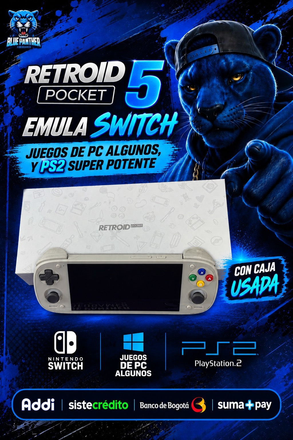 Retroid Pocket 5 – Consola Portátil Original sin juegos - emula  Switch + PS2 + Juegos de PC