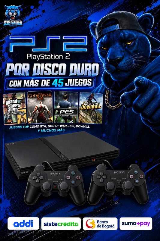 PS2 por Disco Duro + Más de 45 Juegos + 2 controles