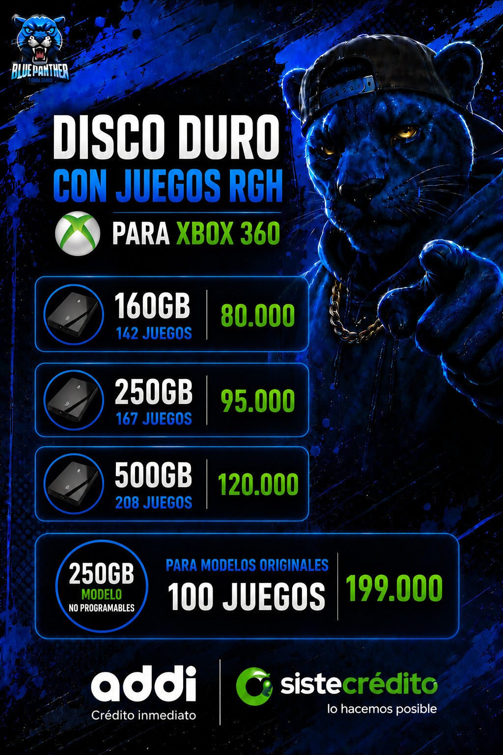 Disco Duro con Juegos Xbox 360 con Rgh y sin Rgh ( Desde  80.000) validar valores de cada versión en la imagen