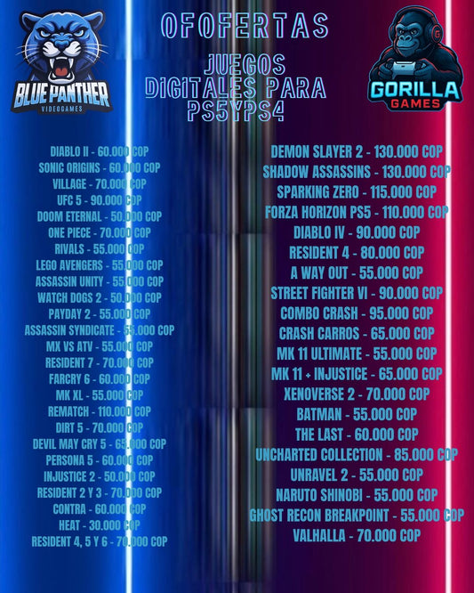 Juegos digitales PS4 - PS5 desde 50.000