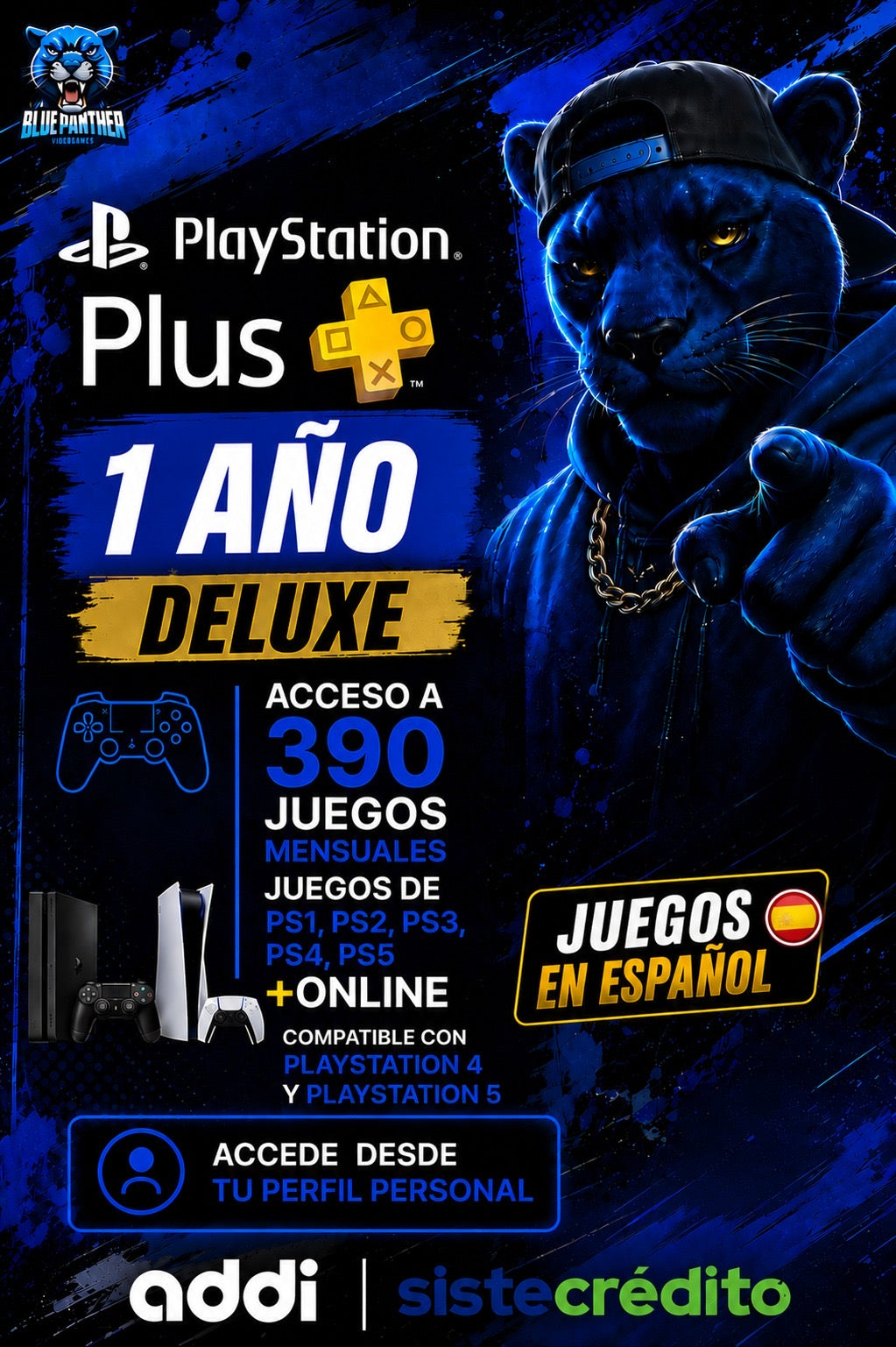 PlayStation Plus 1 Año Deluxe – 390 Juegos + Online | PS4 y PS5 Juegos Español