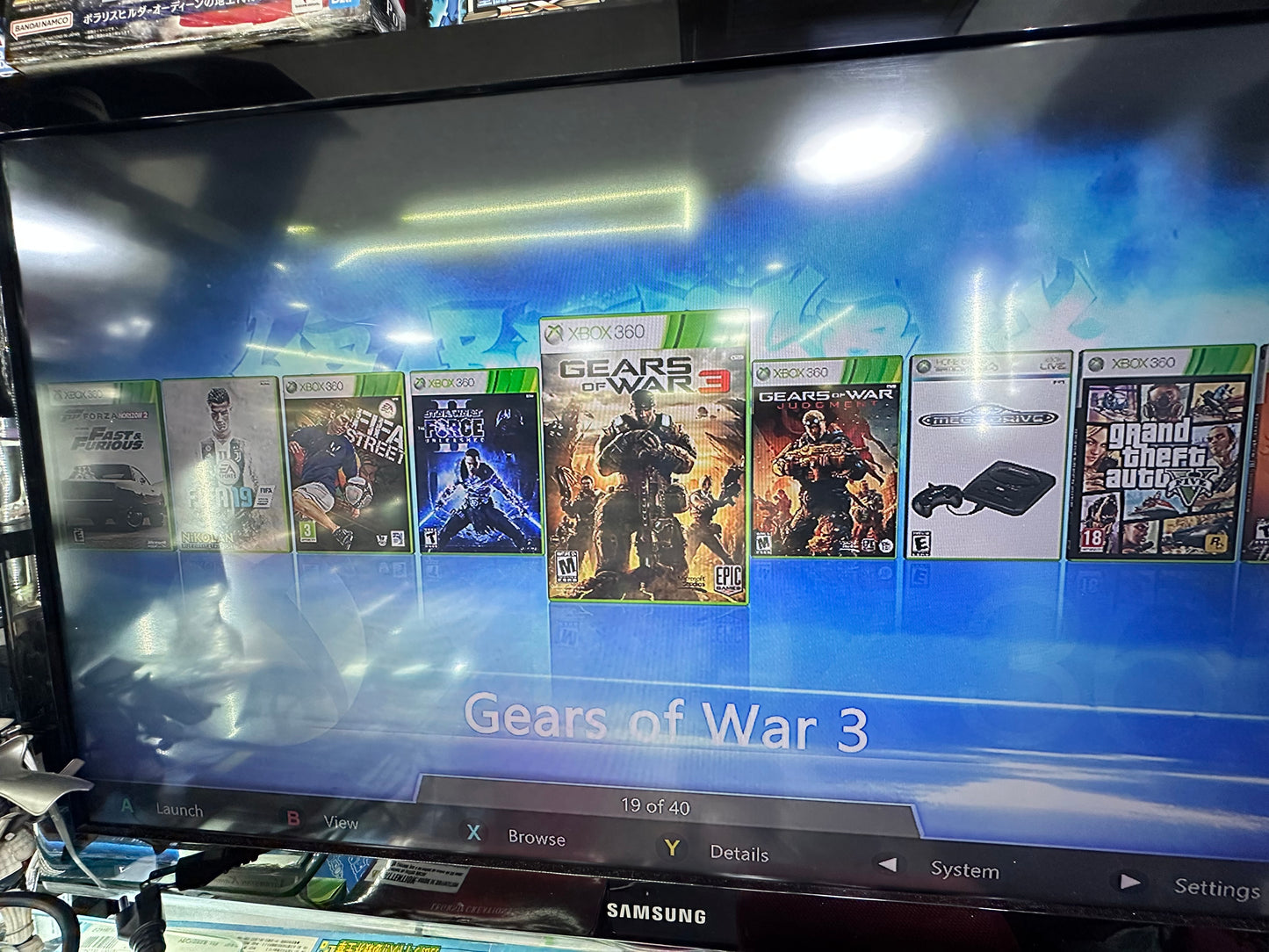 Xbox 360 parche 5 , control, cables, 40 juegos usada