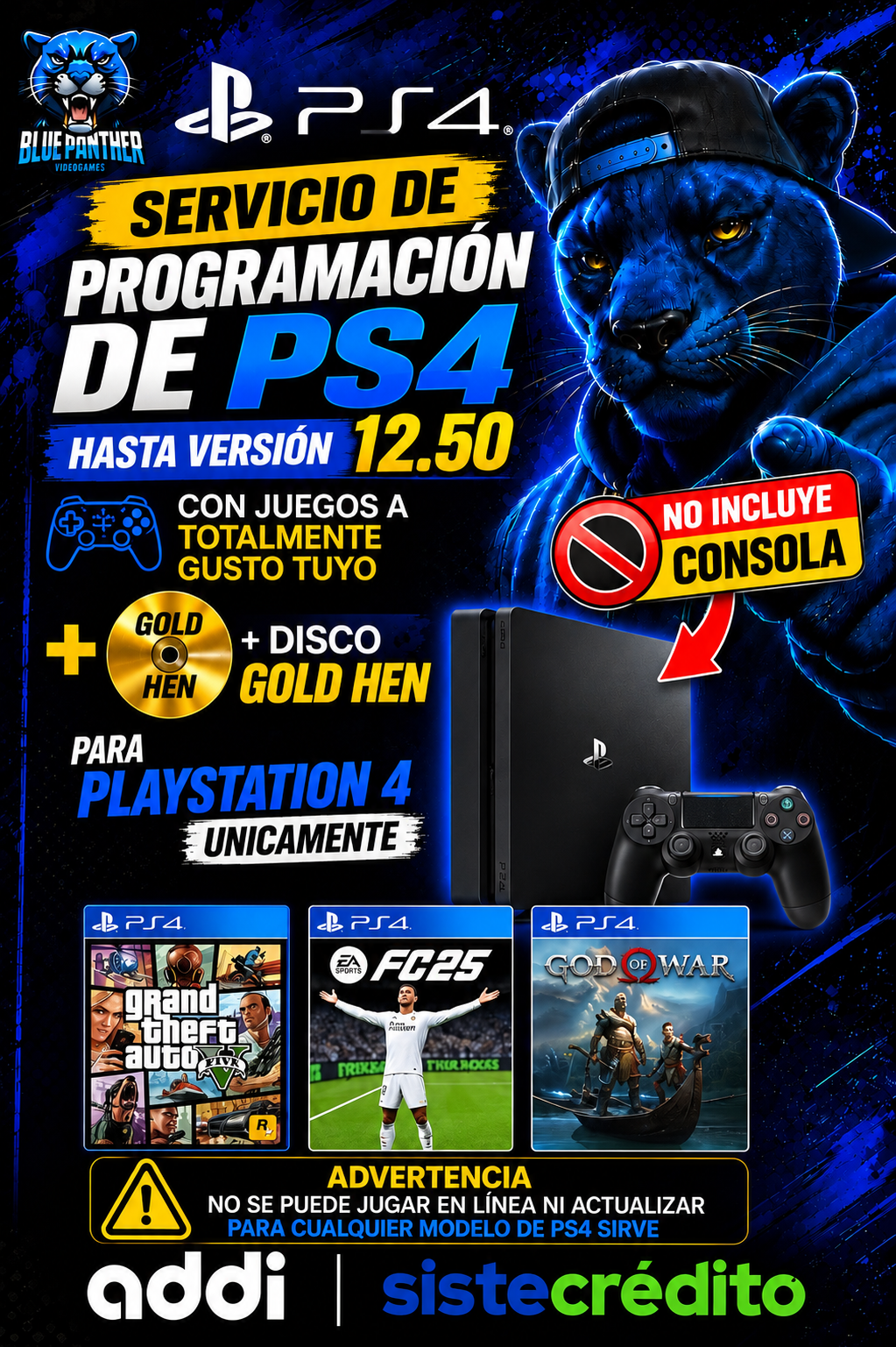 SERVICIO DE PROGRAMACIÓN PS4 CON JUEGOS | HASTA VERSIÓN 12.50 | NO INCLUYE CONSOLA