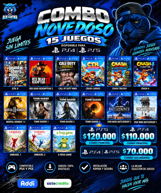 Combo Novedoso 15 juegos Secundario Ps4- Ps5